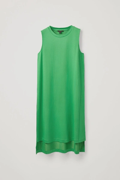 Shop Cos Long Jersey Sleeveless Dress In Green