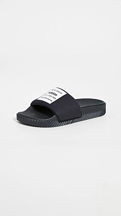 Adidas Originals By Alexander Wang Aw Adilette Lycra & Rubber Slide Sandals  In Core Black/ Core Bla | ModeSens