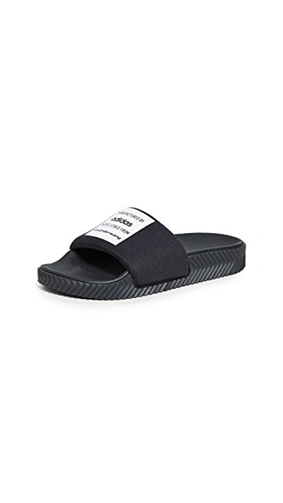 Shop Adidas Originals By Alexander Wang Aw Adilette Lycra Slides In Core Black/core White