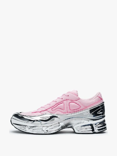 Shop Adidas Originals Adidas By Raf Simons  X Raf Simons Pink And Silver Ozweego Sneakers In Clear Pink