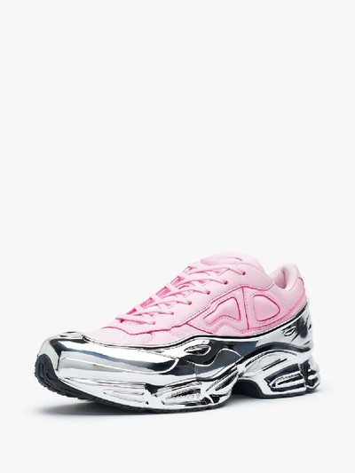 Shop Adidas Originals Adidas By Raf Simons  X Raf Simons Pink And Silver Ozweego Sneakers In Clear Pink