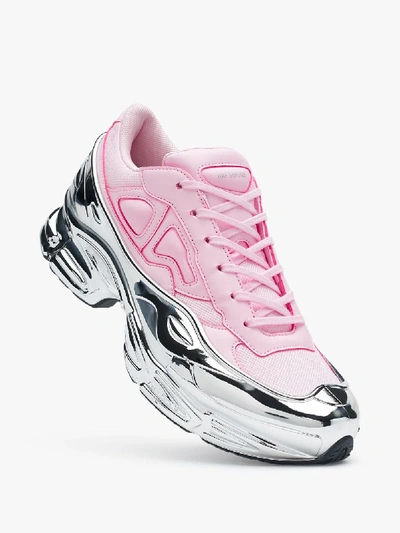 Shop Adidas Originals Adidas By Raf Simons  X Raf Simons Pink And Silver Ozweego Sneakers In Clear Pink