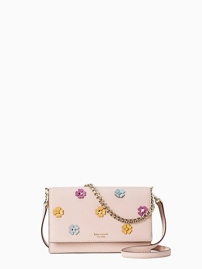 Cameron Spade Flower Applique Convertible Crossbody In Warm Beige