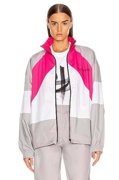 Shop Vetements Tracksuit Jacket In Grey & Pink & White