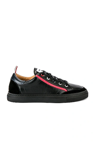 Shop Thom Browne Leather Sneaker In Black