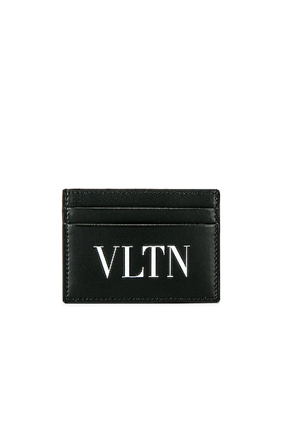 Shop Valentino Logo Card Holder In Black & White
