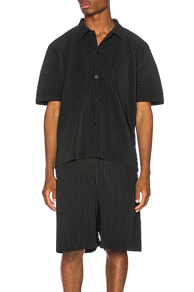 Issey Miyake Homme Plissé Pleated Shirt - Black | ModeSens