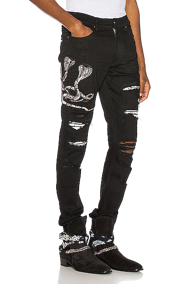 mike amiri black snake jeans
