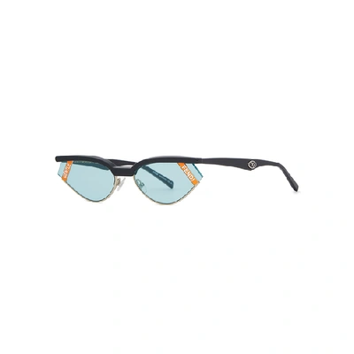 Shop Fendi Grey Cat-eye Sunglasses In Blue