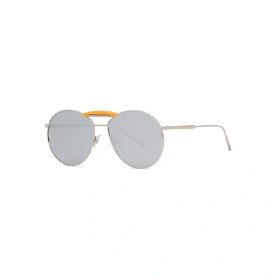 Shop Fendi Round Frame Sunglasses In Silver