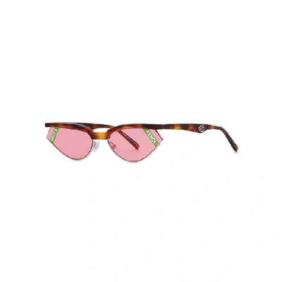 Shop Fendi Havana Cat-eye Sunglasses In Pink And Other