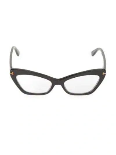 Shop Tom Ford 55mm Blue Block Cat Eye Glasses In Black