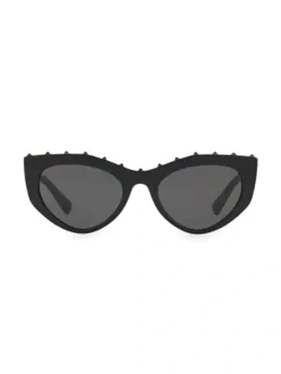 Shop Valentino Individual 53mm Studded Cateye Sunglasses In Black