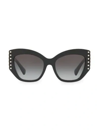 Shop Valentino Individual 54mm Embellished Cat Eye Sunglasses In Black