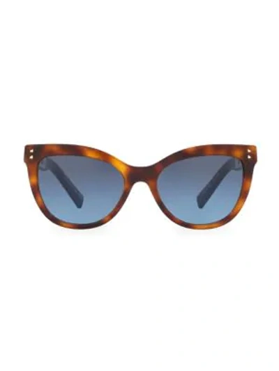 Shop Valentino 54mm Rockstud Havana Cat Eye Sunglasses