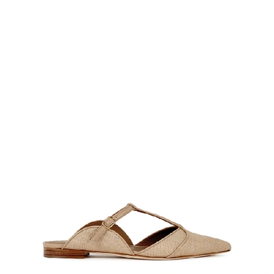 Shop Malone Souliers Imogen Sand Raffia And Leather Mules