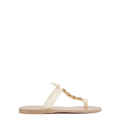 Shop Ancient Greek Sandals Iris Shell-embellished Leather Sandals In Off White