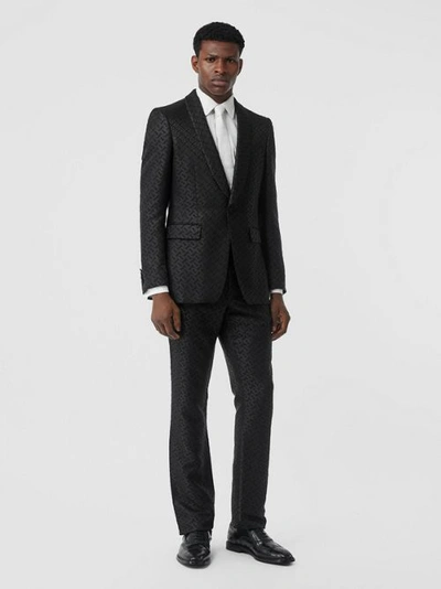 Shop Burberry English Fit Monogram Wool Blend Jacquard Tuxedo In Black