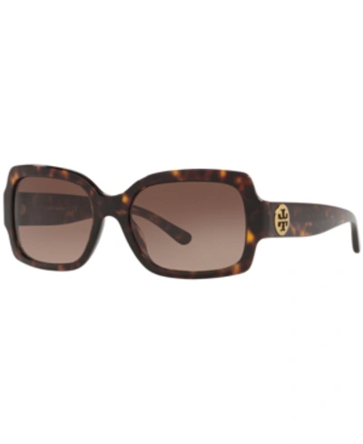 Shop Tory Burch Sunglasses, Ty7135 55 In Dk Tortoise/lt Brown Dk Brown Gradient