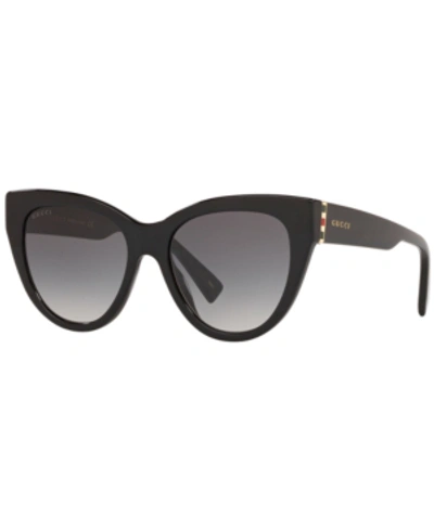 Shop Gucci Sunglasses, Gg0460s 53 In Black Shiny/grey