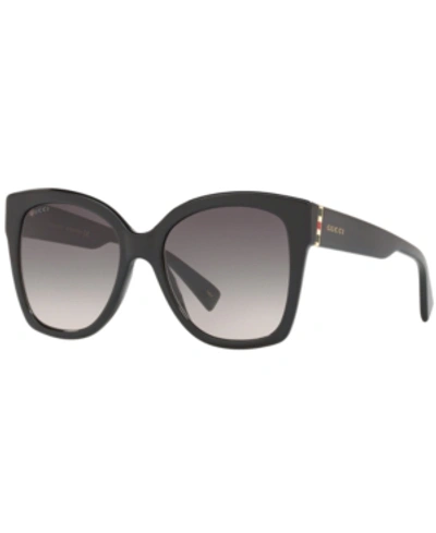 Shop Gucci Sunglasses, Gg0459s 54 In Black Shiny/grey