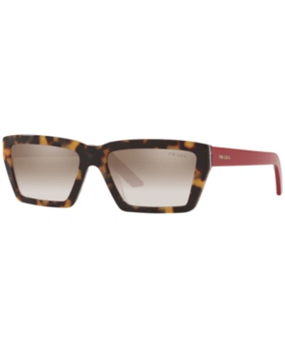 Shop Prada Sunglasses, Pr 04vs 57 In Medium Havana/red Chess/clear Grad Brown Mirror Silver