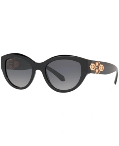 Shop Bvlgari Polarized Sunglasses, Bv8221b 53 In Black/polar Grey Gradient