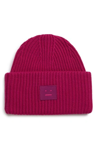 Shop Acne Studios Pansy Rib Knit Beanie In Magenta Pink
