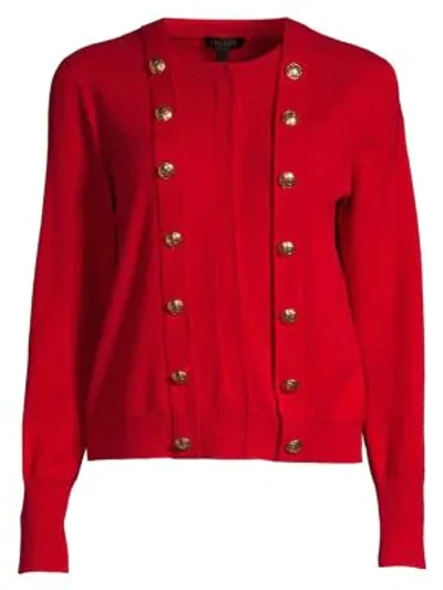 Shop Escada Soloria Wool & Cashmere Cardigan In Medium Red