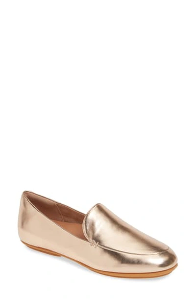 Shop Fitflop Lena Metallic Loafer In Rose Gold Leather