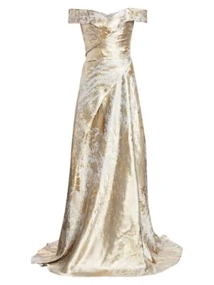 rene ruiz off the shoulder gown