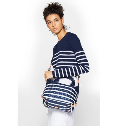 Shop Mz Wallace Small Sutton Bag - Blue In Charter Stripe