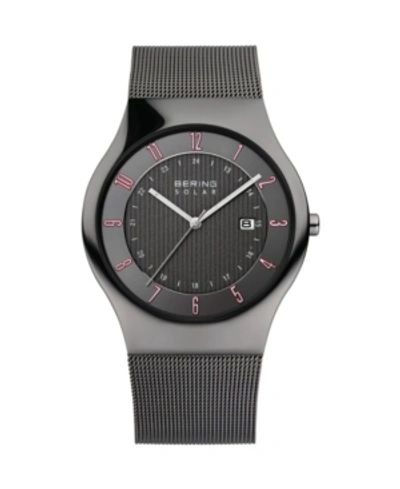 Shop Bering Men's, Slim Solar Stainless Case And Mesh Watch In Gray