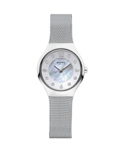 Shop Bering Ladies' Slim Solar Stainles Steel Mesh Watch In Silver