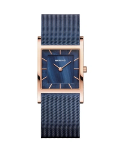 Shop Bering Ladies' Classic Tank Case And Mesh Watch In Blue
