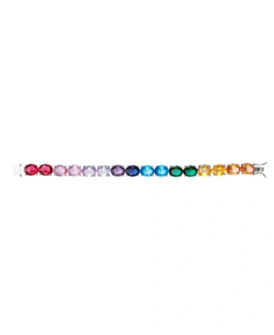 Shop Nina Rainbow Cubic Zirconia Link Bracelet In Multi