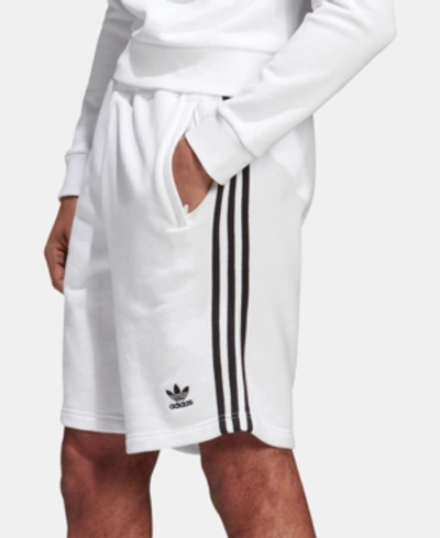 Shop Adidas Originals Adidas Men's French Terry Three-stripe Shorts In White/blk