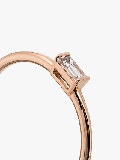 Shop Rosa De La Cruz 18k Rose Gold Baguette Diamond Ring In Metallic
