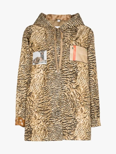 Shop Burberry Tiger-print Lightweight Jacket In Brown