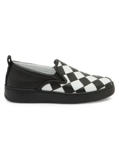 Shop Bottega Veneta Checkerboard Leather Sneakers In Optic White