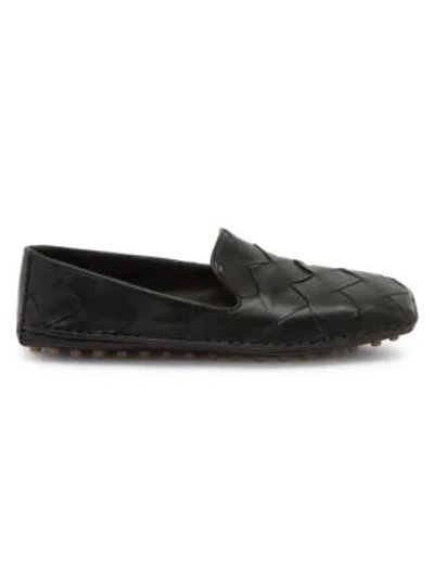 Shop Bottega Veneta Men's Douglas Intercciato Leather Loafers In Black