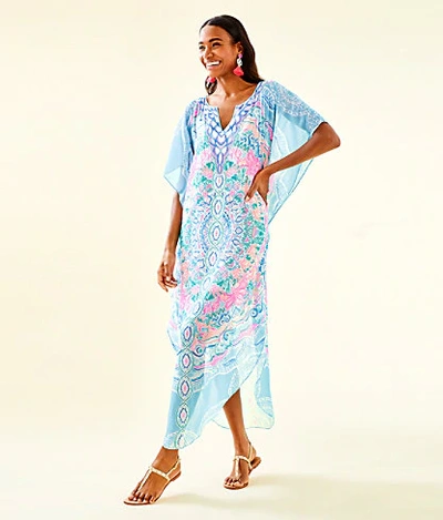 Shop Lilly Pulitzer Kassandra Maxi Caftan In Multi Hot Tamale Engineered Caftan