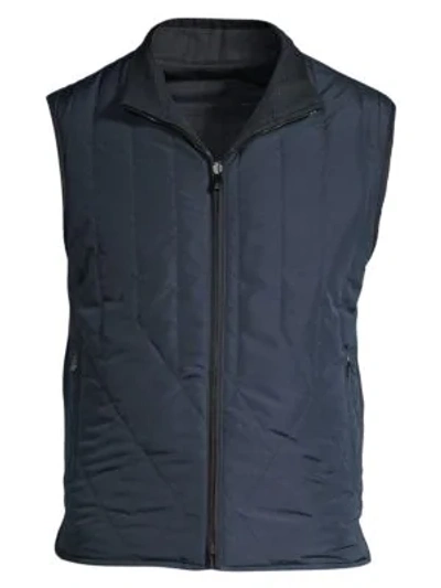 Shop Corneliani Men's Quilted Wool Reversible Vest In Dark Blue