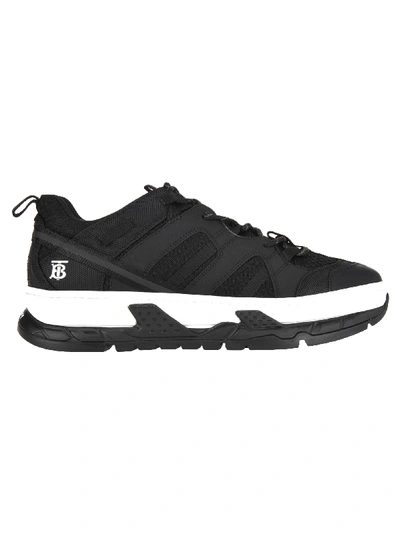 Shop Burberry Nubuck And Mesh Fabric With Monogram Motif Sneakers In Black