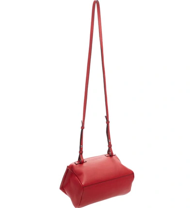 Shop Givenchy Mini Pandora Sugar Leather Shoulder Bag In Vermillion