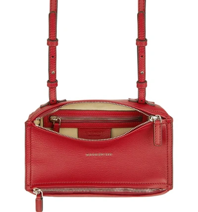 Shop Givenchy Mini Pandora Sugar Leather Shoulder Bag In Vermillion