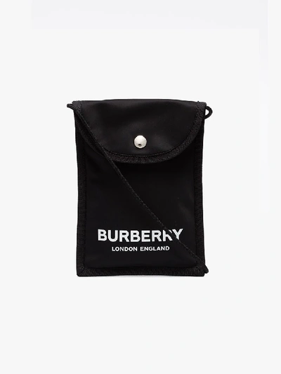 Shop Burberry Black Hanging Logo Pouch