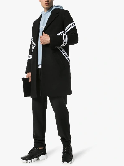 Shop Neil Barrett Black Modest Varsity Wool Coat