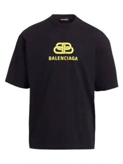 Shop Balenciaga New Bb Logo T-shirt In Black Yellow