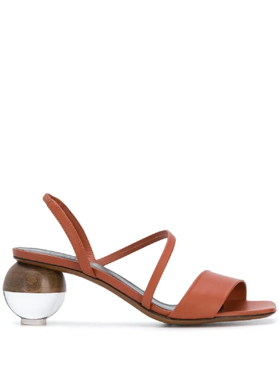 Shop Neous Sculptural Heel Sandals - Brown